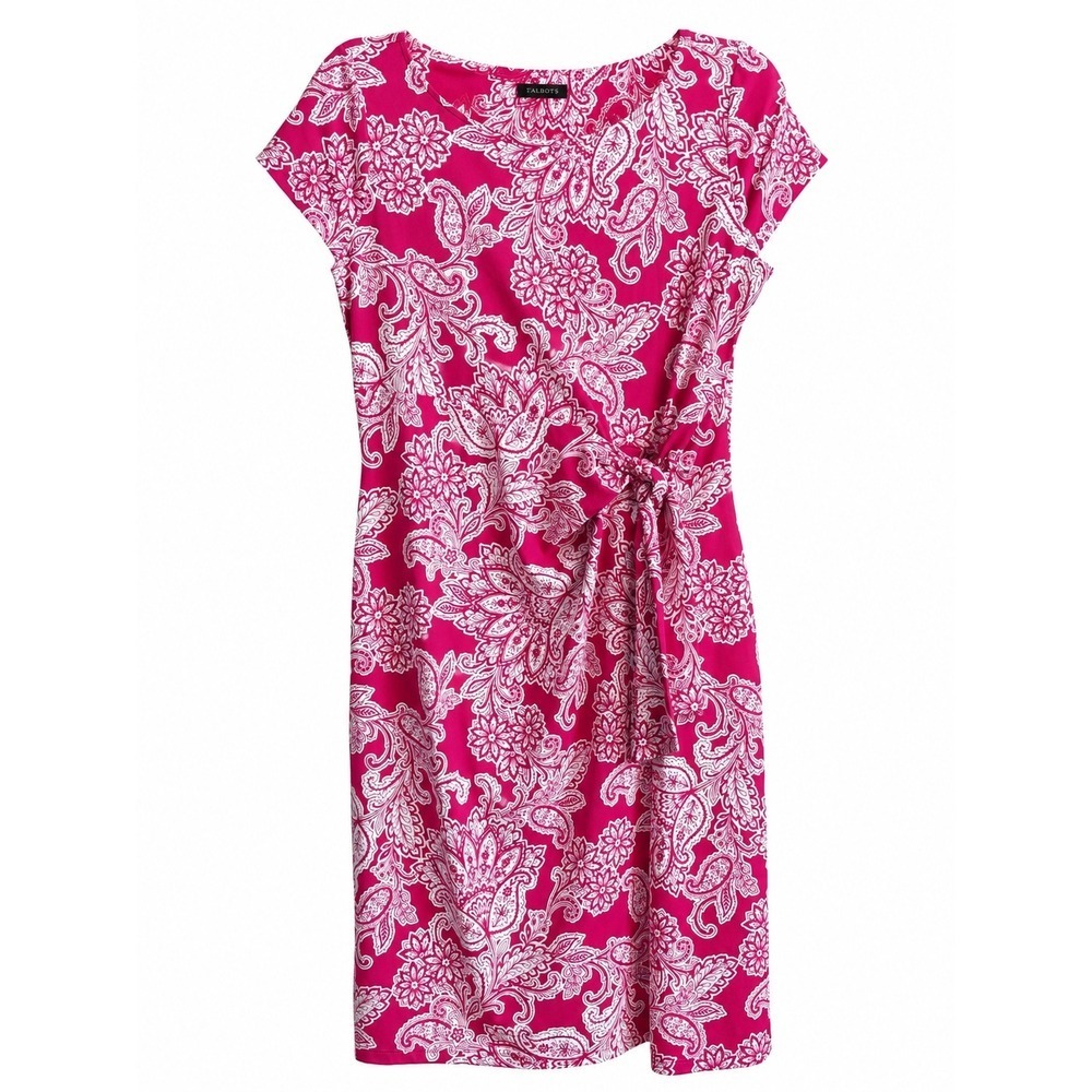 Talbots Raspberry Paisley Stretch Dress Medium Preppy Grandmillennial Travel